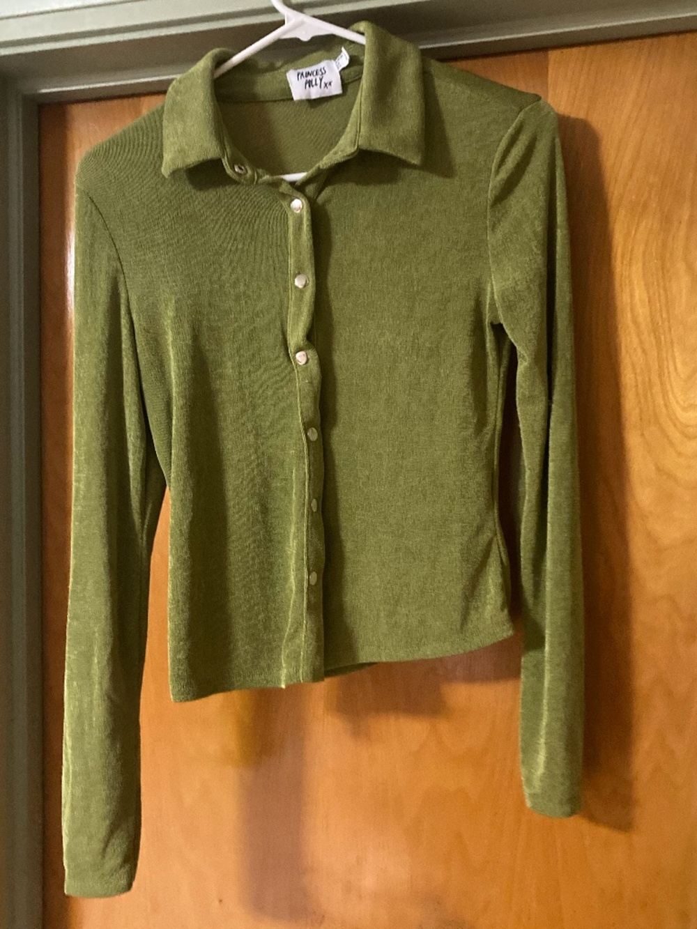 Princess Polly Green Elody Snap Button Top Size 6